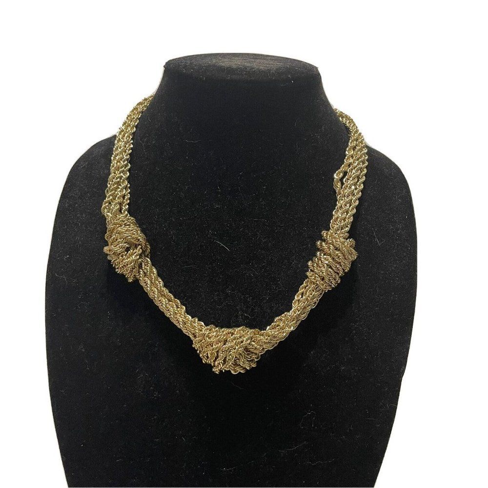 charter club 3 knot necklace Chunky Multistrand Gold Tone Statement 19-21”